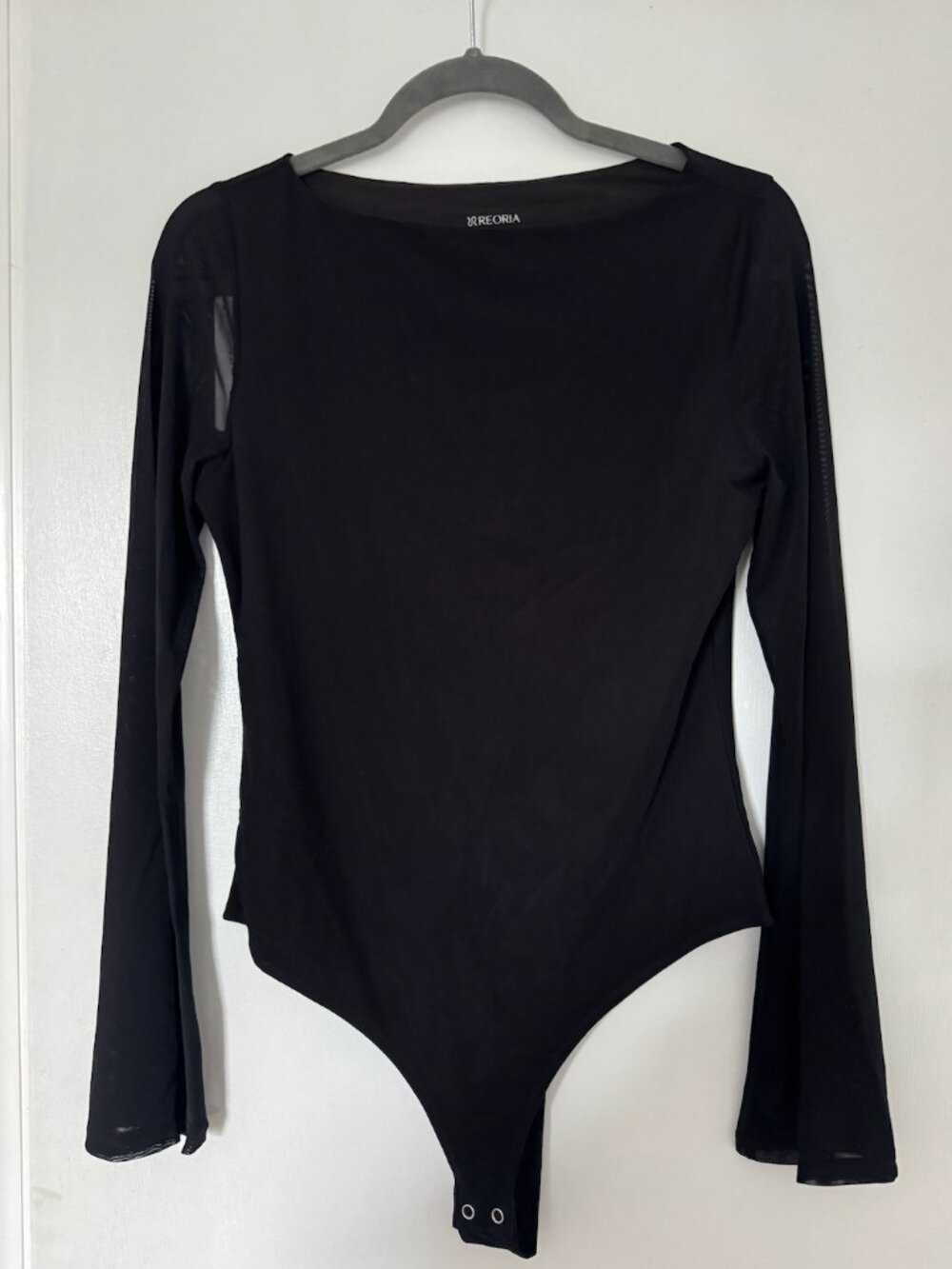 REORIA Black Mesh Bodysuit